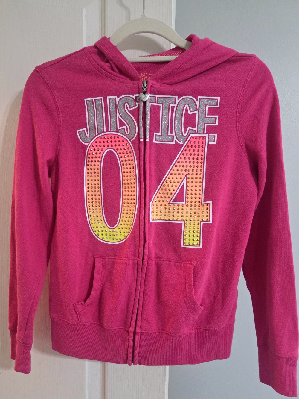 Justice Girls Hot Pink Zip Hoodie with Gradient '04'
